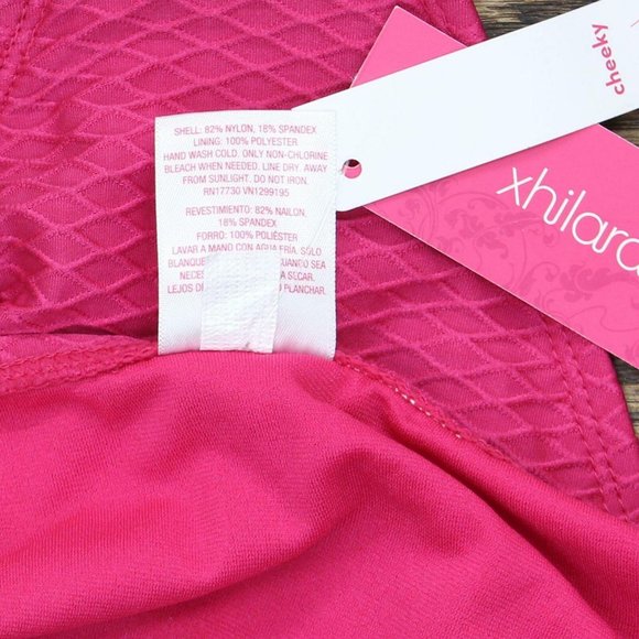 NWT Xhilaration Women's Textured Cheeky Mid Waist Bikini Bottom XS Magenta Pink - Picture 4 of 6